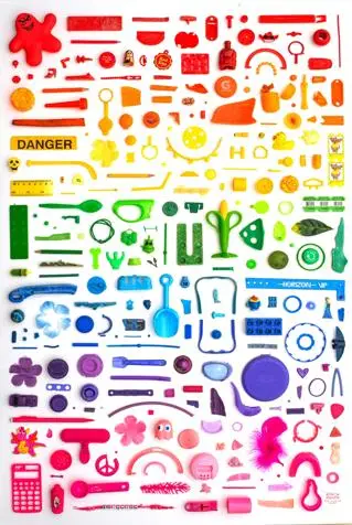 Colourful pieces of plastic assorted as
