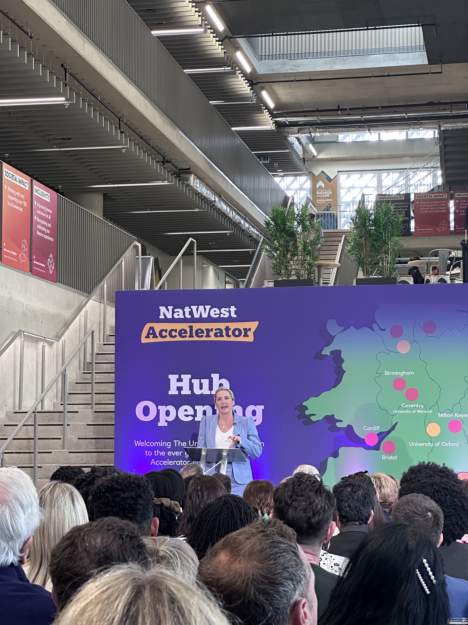 UoB VC Professor Donna Whitehead addressing the NatWest Accelerator event