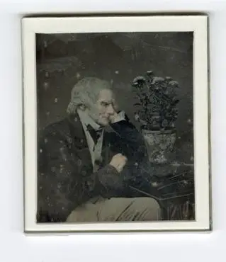 Self-portrait of William Constable with flowers and bird