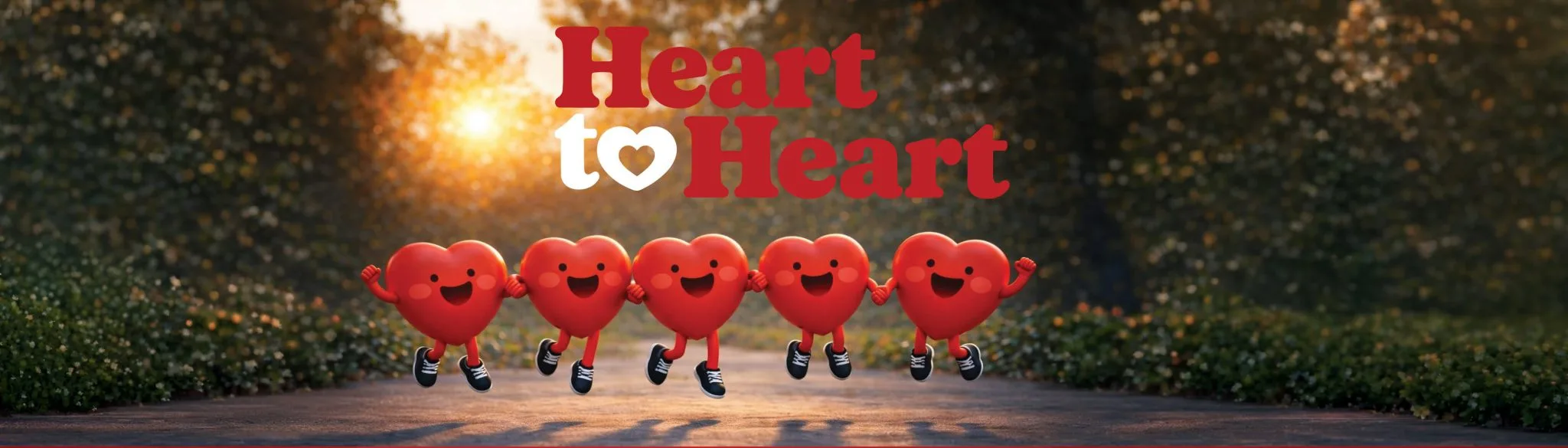 Animated hearts hold hands under the words 'Heart to Heart'