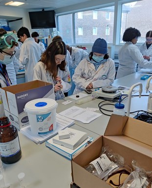 Students in the lab at Science Club