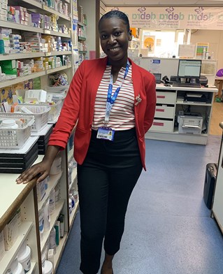 Calebtina Peprah on placement in a pharmacy