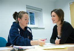 A student being interviewed