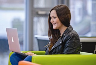 Student using a laptop