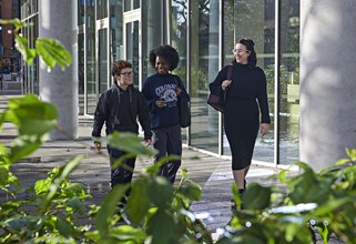 Students walking outside Elm House