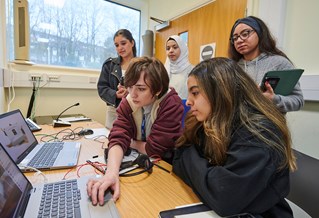 Students working on a group project