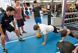 Sport students in a gym