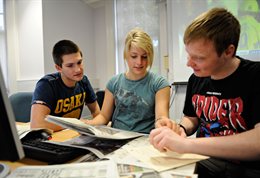 Students working on a group project