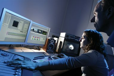 Students in a media lab